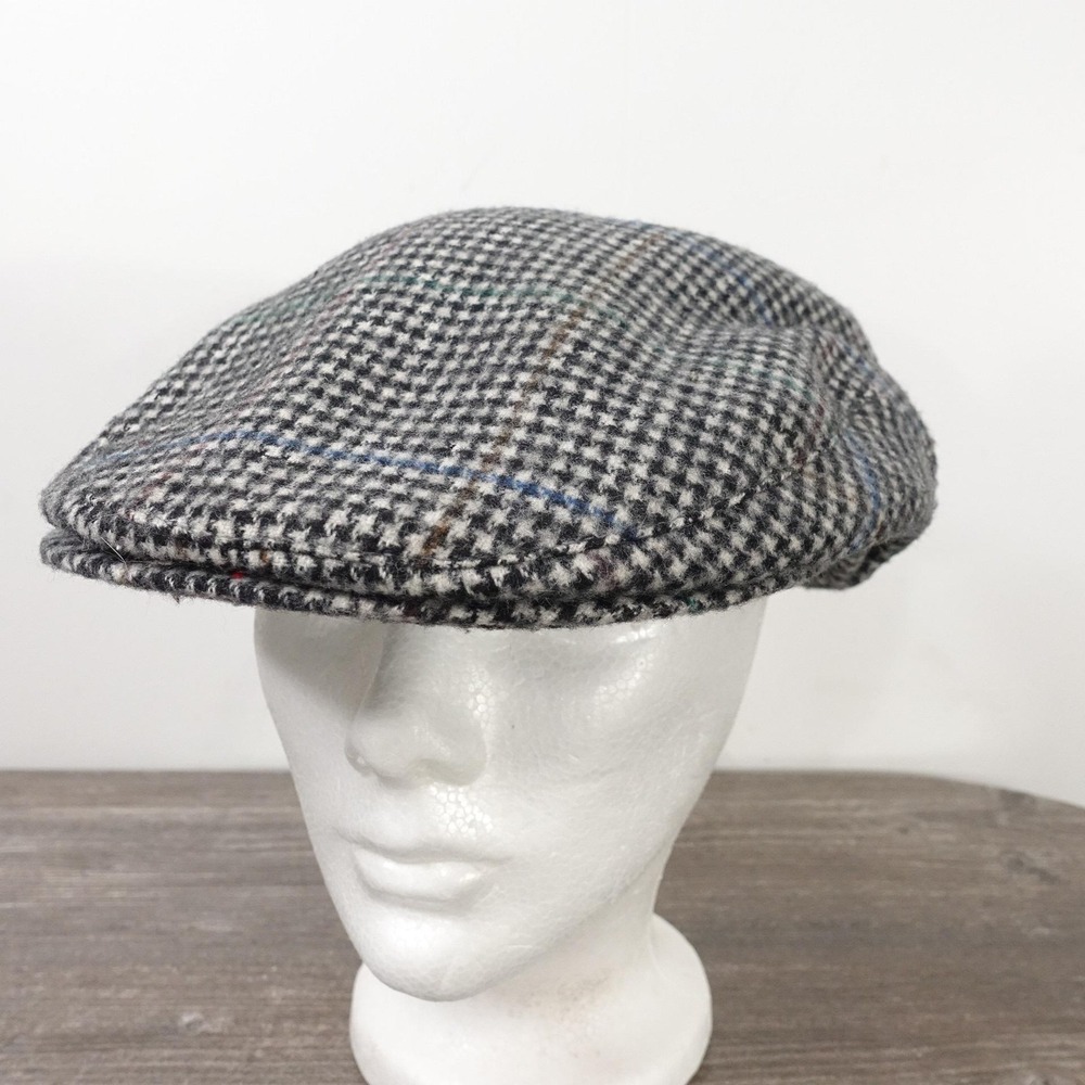 Vintage Mallory By Stetson Newsboy Hat Flat Cap M Gray Tweed Wool